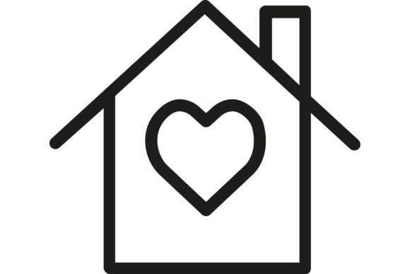 Donation Clinic Line Icon. House, Heart,