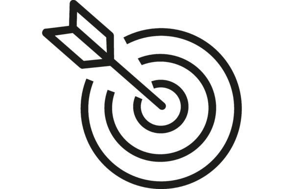 Icon of Target with Arrow. Archery, Dart