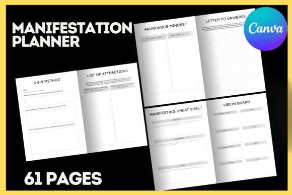 Manifestation Planner Canva Templates