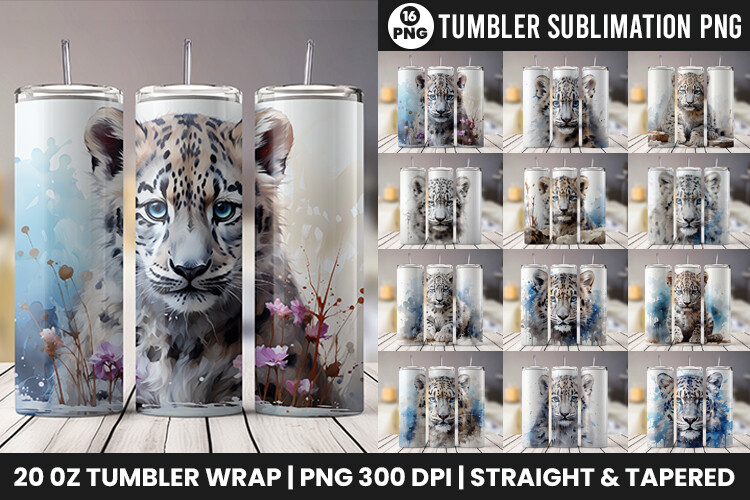 Snow Leopard Tumbler Wrap Design Bundle Graphic by Arslan DigitalCraft ...