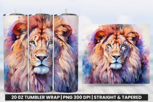 Watercolor Lion Tumbler Wrap PNG Bundle Graphic by Arslan DigitalCraft ...
