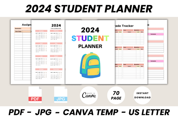 2024 Student Planner Canva Template - Digital
