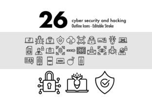 26 Cyber Security and Hacking Line Icon Graphic by muhammadfaisal40 ...