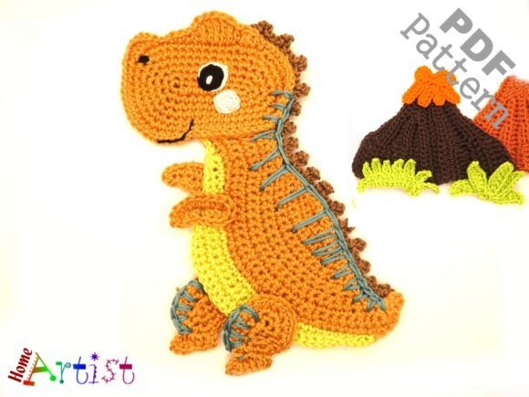 Baby Trex Dinosaur Crochet Applique