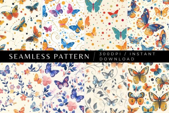 Butterfly Whimsy Seamless Patterns Graphic by Inknfolly · Creative Fabrica