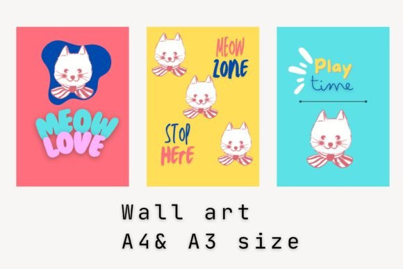Cat Retro Wall Art Print