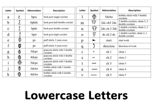 Crochet Chart Symbols Font PNG with transparent background - Preview 1