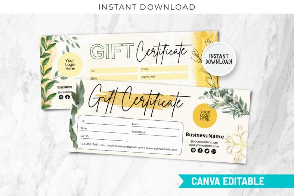 EUCALYPTUS Gold Gift Certificate Template