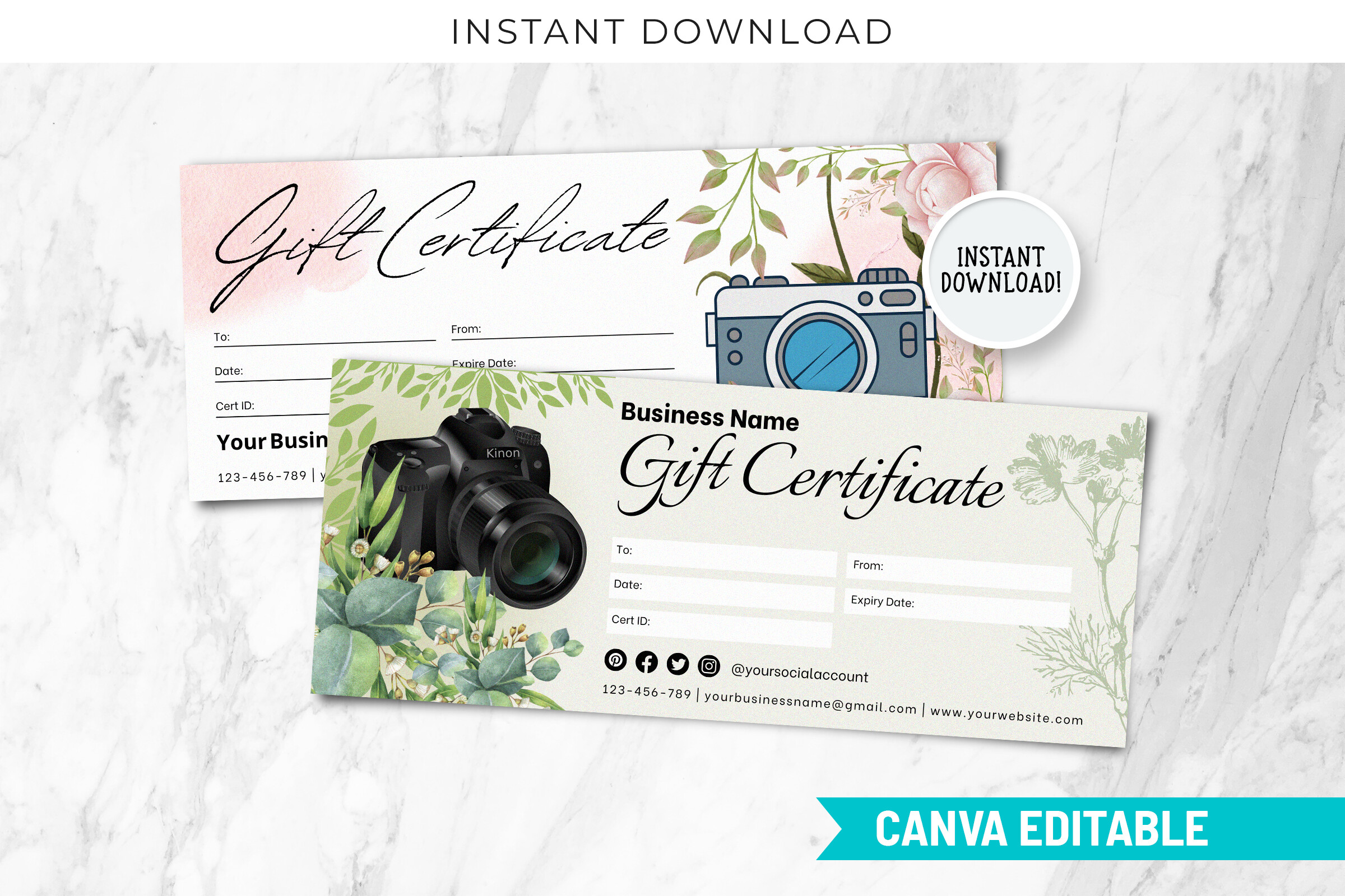 Editable Photography Gift Certificate