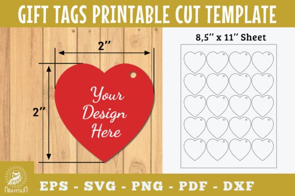 Gift Tags Heart Printable Cut Template