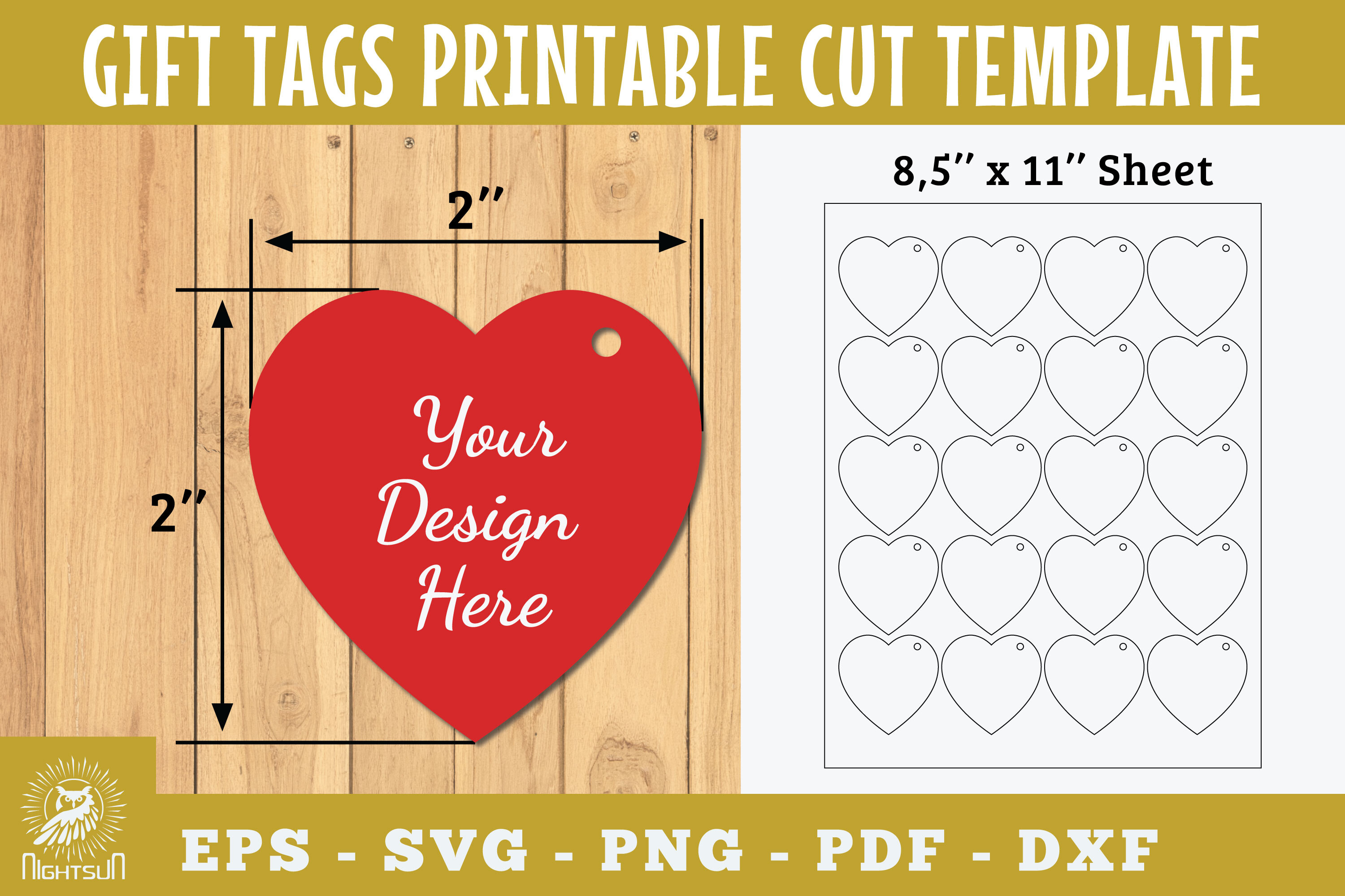 Gift Tags Heart Printable Cut Template