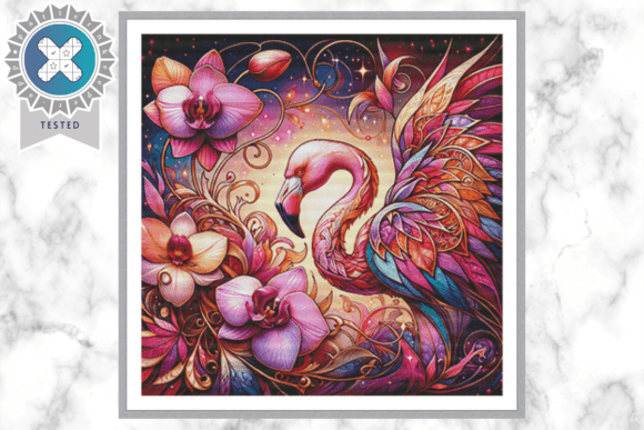 Orchid Flamingo Cross Stitch Pattern PDF