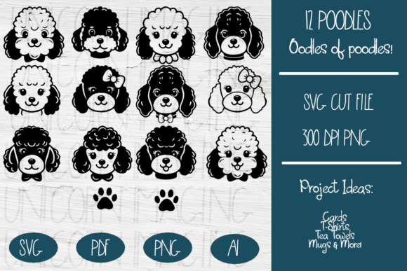 Poodle Bundle SVG's Graphic Illustrations By Unicorn Imaging