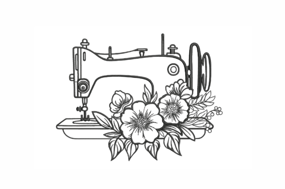 Sewing Machine with Flower
