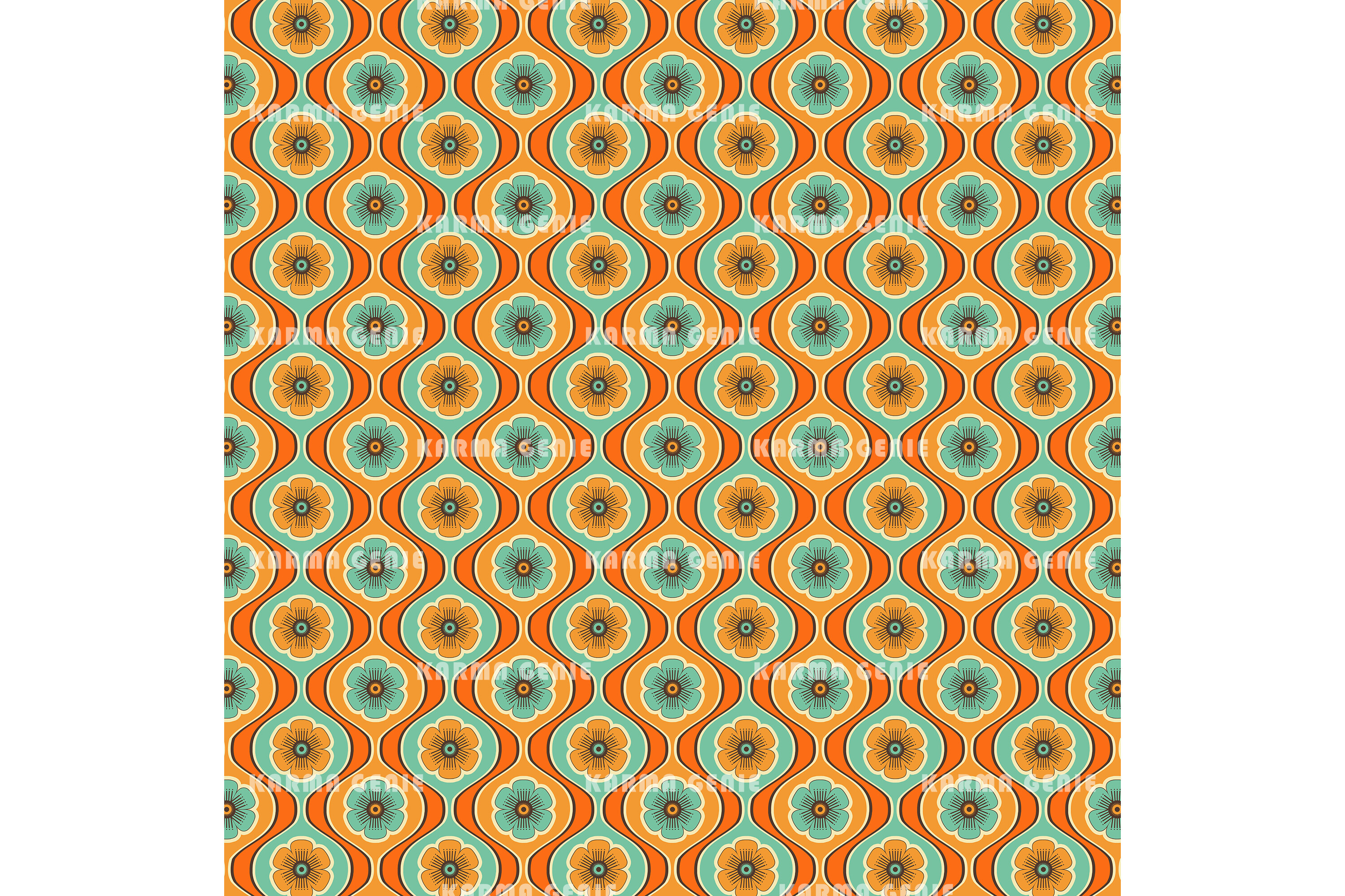 1970s Retro Floral Background Pattern Graphic by Karma Genie · Creative ...