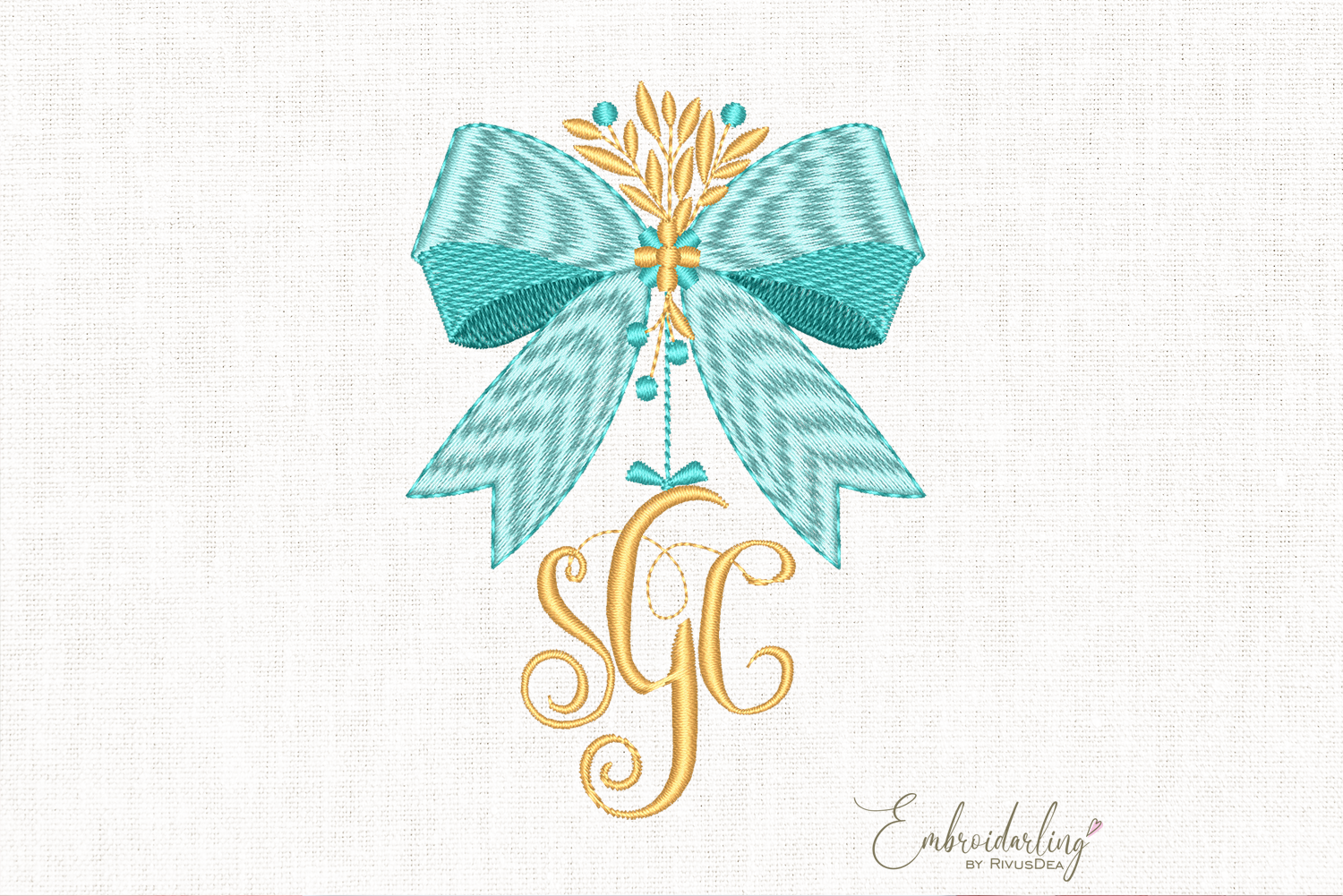 Bow Monogram Frame Embroidery Design