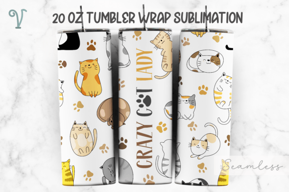 Crazy Cat Lady Seamless Tumbler Wrap