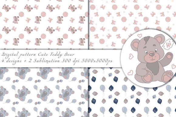 Cute Teddy Bear (Pattern + Sublimation)