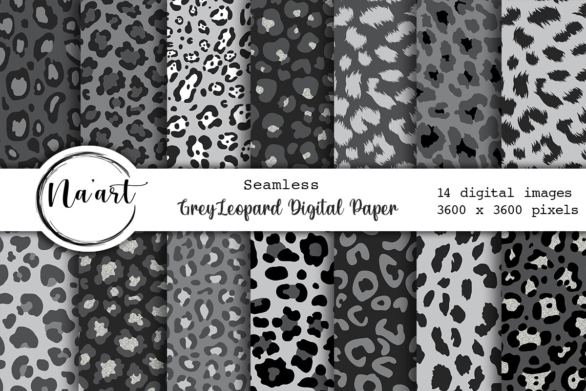 Grey Leopard Digital Paper Graphic by Na'Art · Creative Fabrica