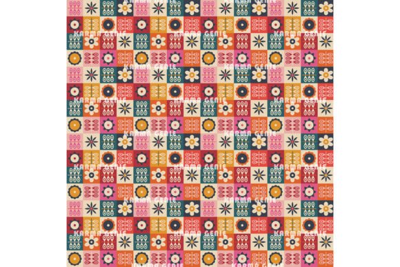 Mid Century Gray & Blue Retro Pattern Graphic by Karma Genie · Creative ...