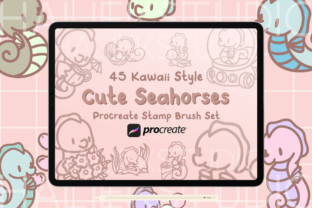 Seahorse Procreate Stamp Brush Set Graphic by HalieKStudio · Creative ...