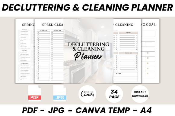 Decluttering & Cleaning Planner Canva Graphic Planners & Schedules By DIGITAL PRINT BOX