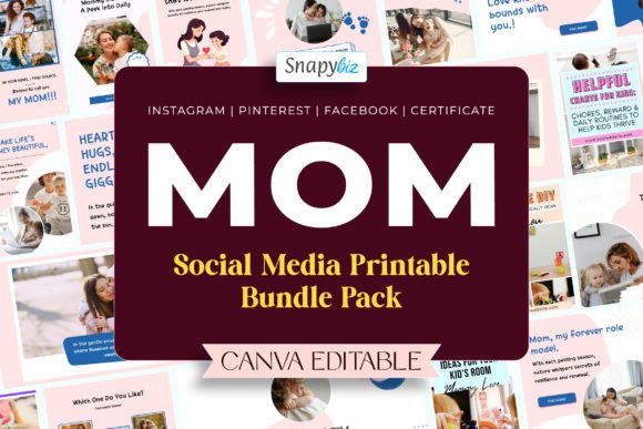 Free Mom Social Media Printable Bundle Grafika Szablony Mediów Społecznościowych Przez SnapyBiz