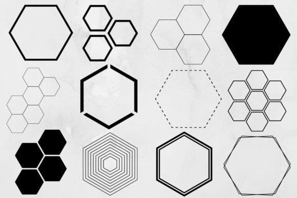 Hexagon Shape Svg Bundle Gráfico Ilustrações para Impressão Por WieDigitalArt