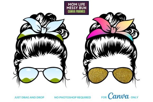Mom Life Messy Bun Canva Frames