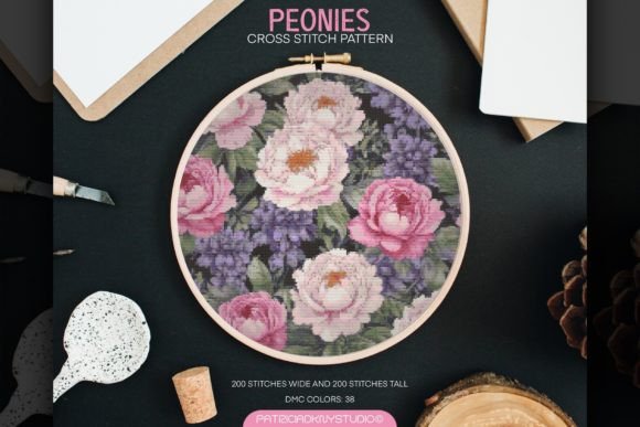 Peonies Cross Stitch Pattern