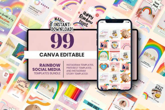 Rainbow Social Media Canva Template