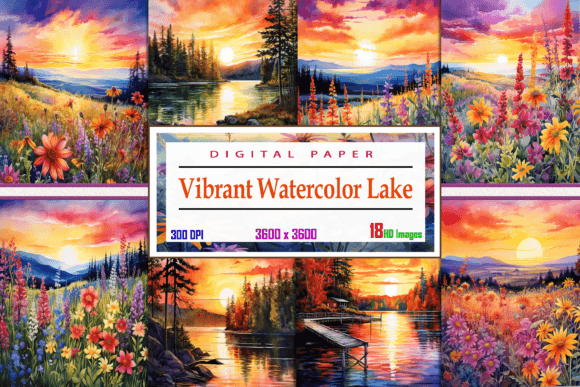 Vibrant Watercolor Lake