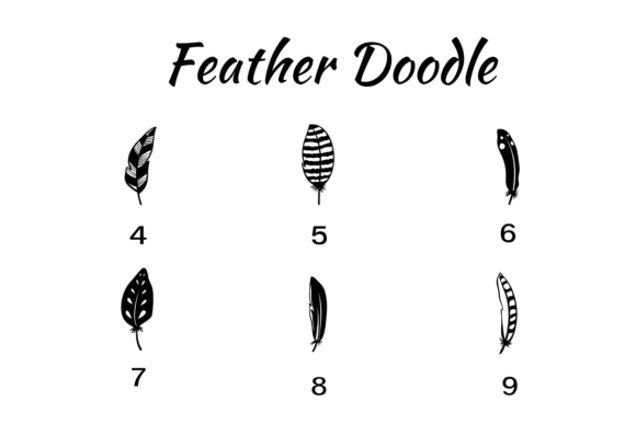 Feather Doodle Font PNG with transparent background - Preview 3