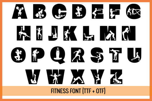 Fitness Font PNG with transparent background - Preview 1