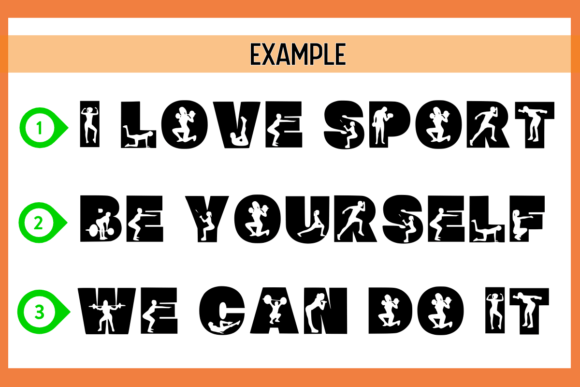 Fitness Font PNG with transparent background - Preview 3