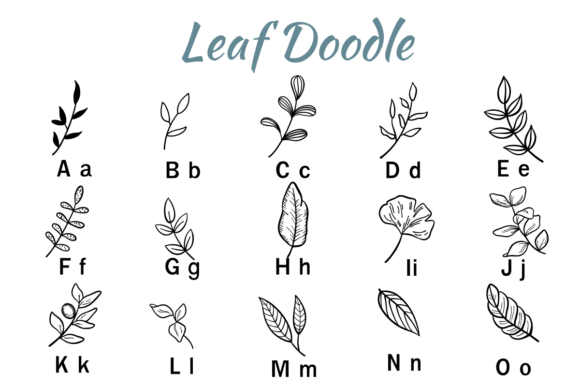 Leaf Doodle Font PNG with transparent background - Preview 1