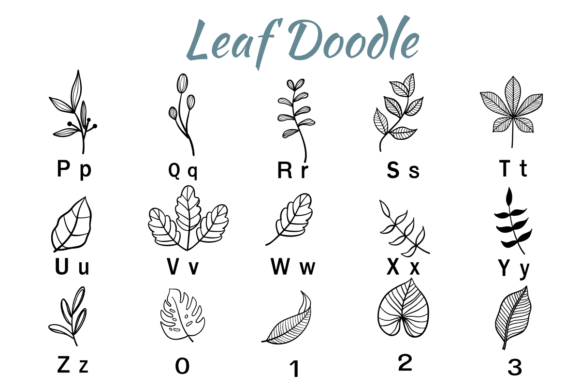 Leaf Doodle Font PNG with transparent background - Preview 2