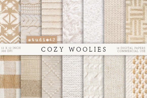 Warm Knits Digital Papers, Cozy Winter