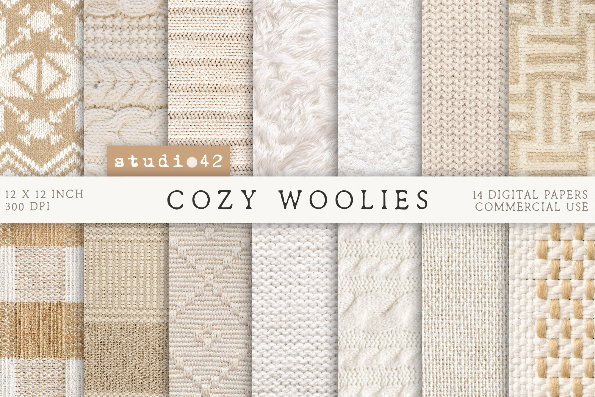 Warm Knits Digital Papers, Cozy Winter