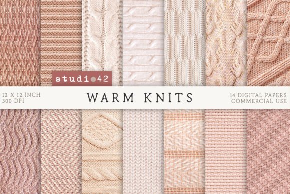 Warm Knits Digital Papers, Cozy Winter
