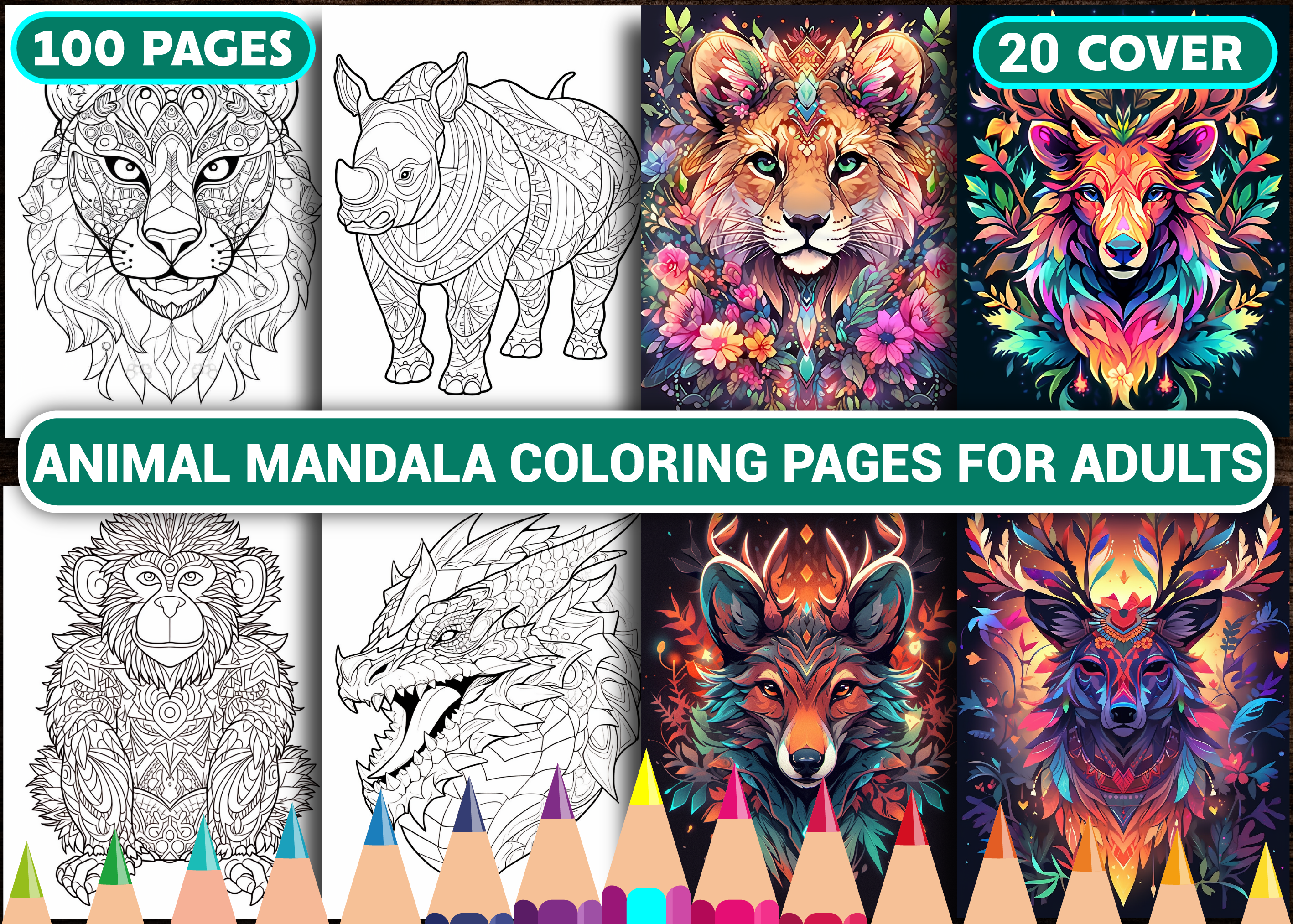 100 Animal Mandala Coloring Pages