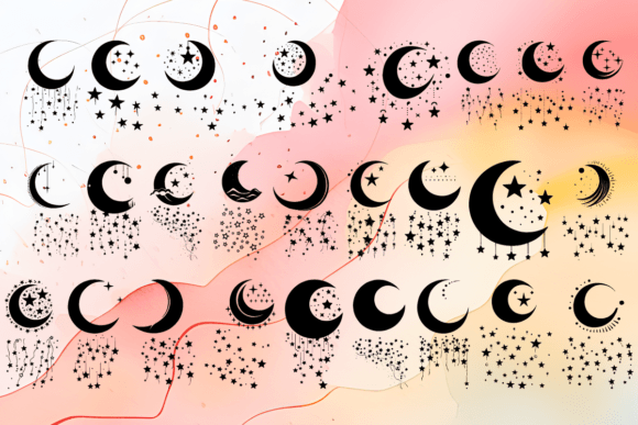 Moon with Stars Font PNG with transparent background - Preview 1