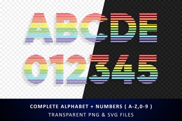 Neon Rainbow Font PNG with transparent background - Preview 2
