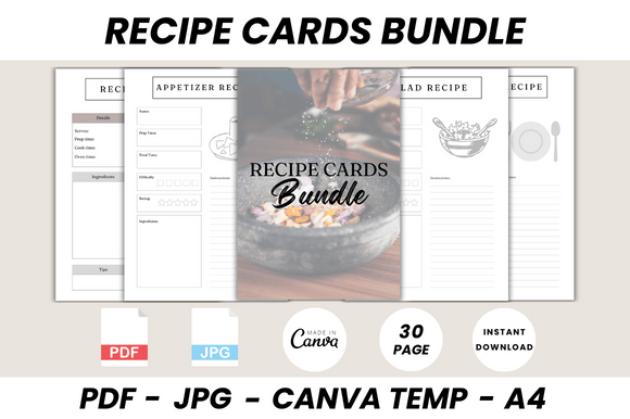 Recipe Cards Bundle Canva Template
