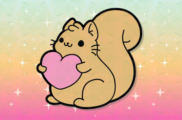Cute Squirrel in Love Graphic Illustrations By Giulia Bellio