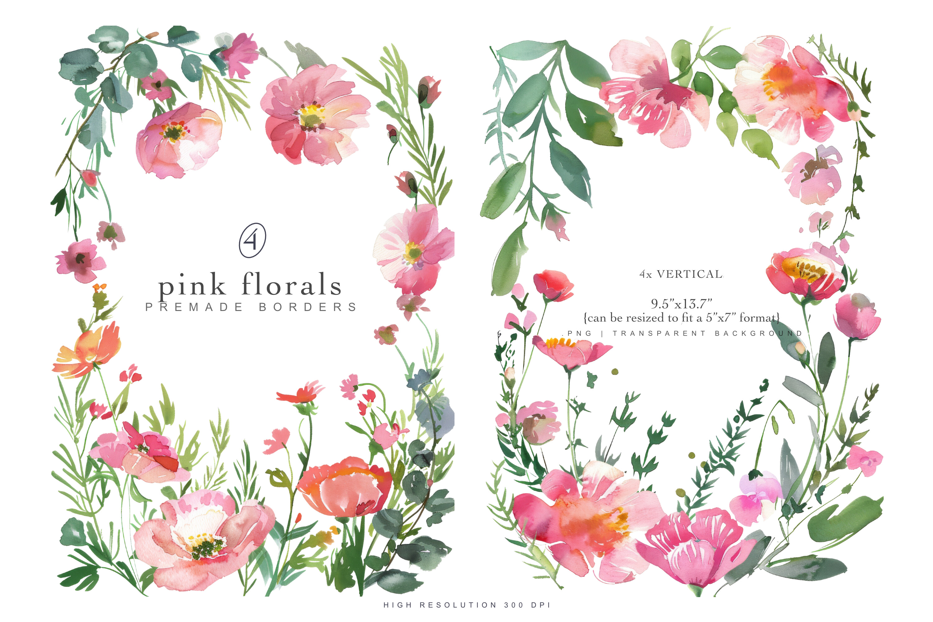 Watercolor Flowers Frames