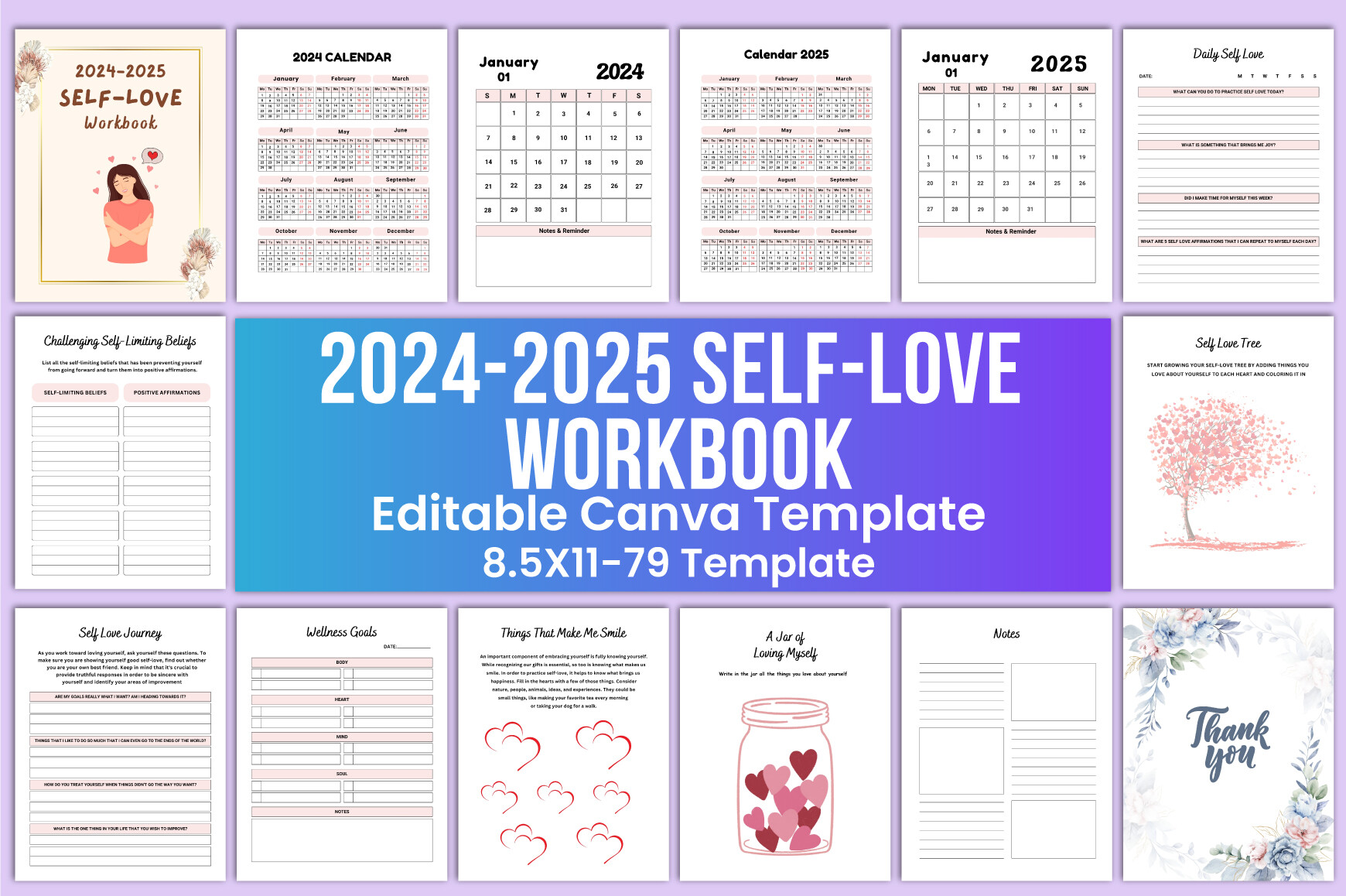 2024-2025 Self-Love Workbook Canva Graphic by munjixpro · Creative Fabrica