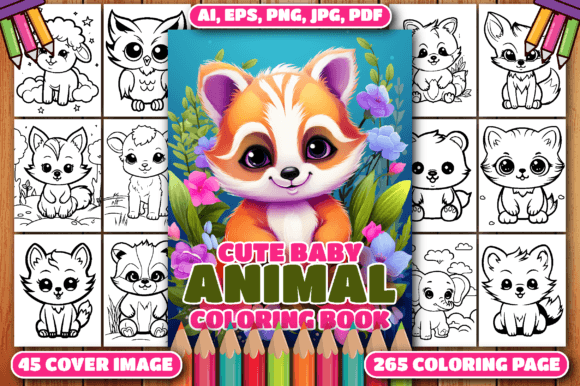 Cute Summer Animal Coloring Pages V-1 Graphic by CockPit · Creative Fabrica