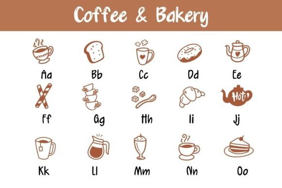 Coffee and Bakery Font PNG with transparent background - Preview 1