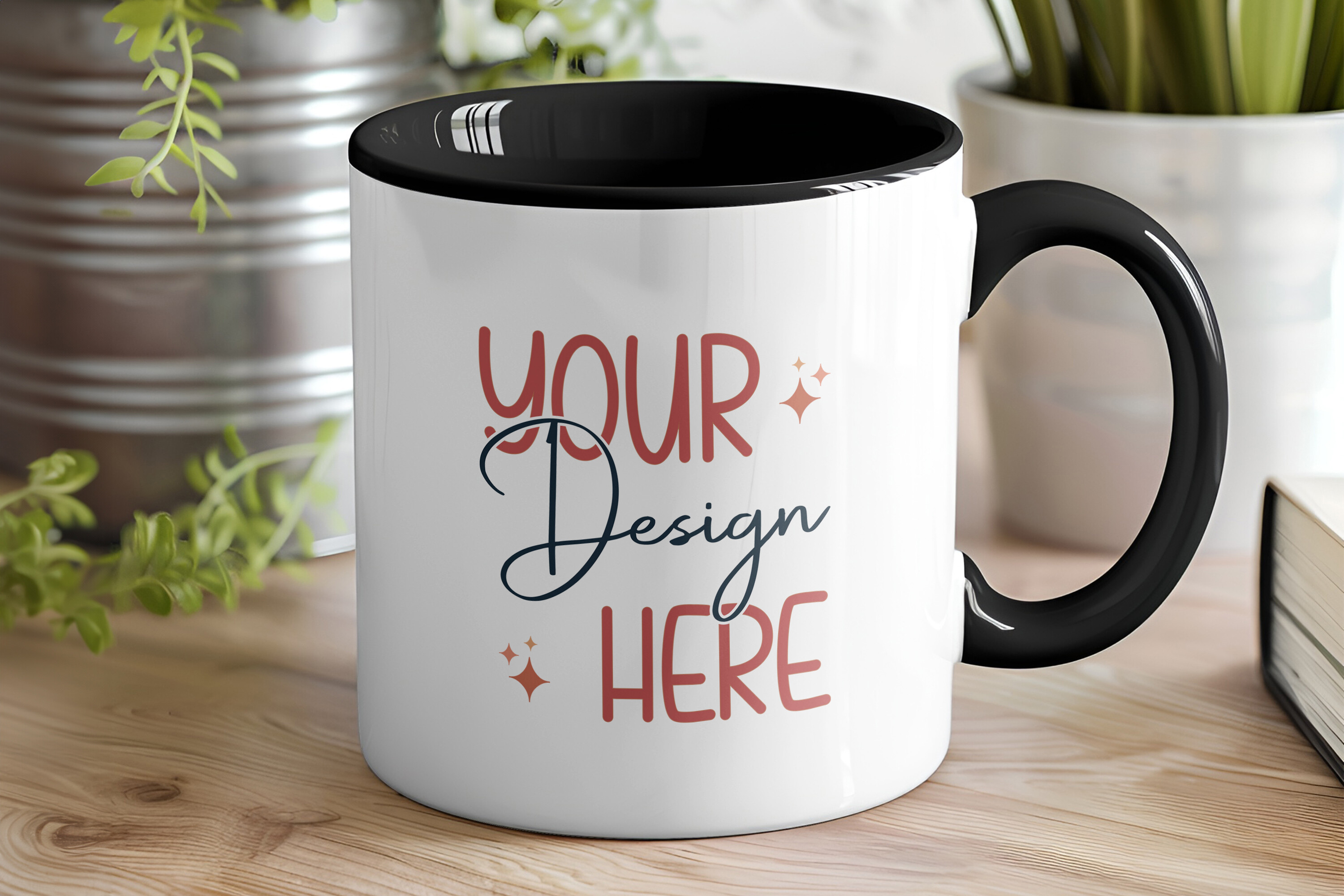 Coffee Mug Mockup, Black Inner & Handle Graphic by Crafty Corner ...